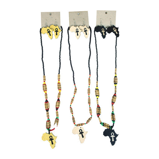 Black Ankh Rasta Necklace